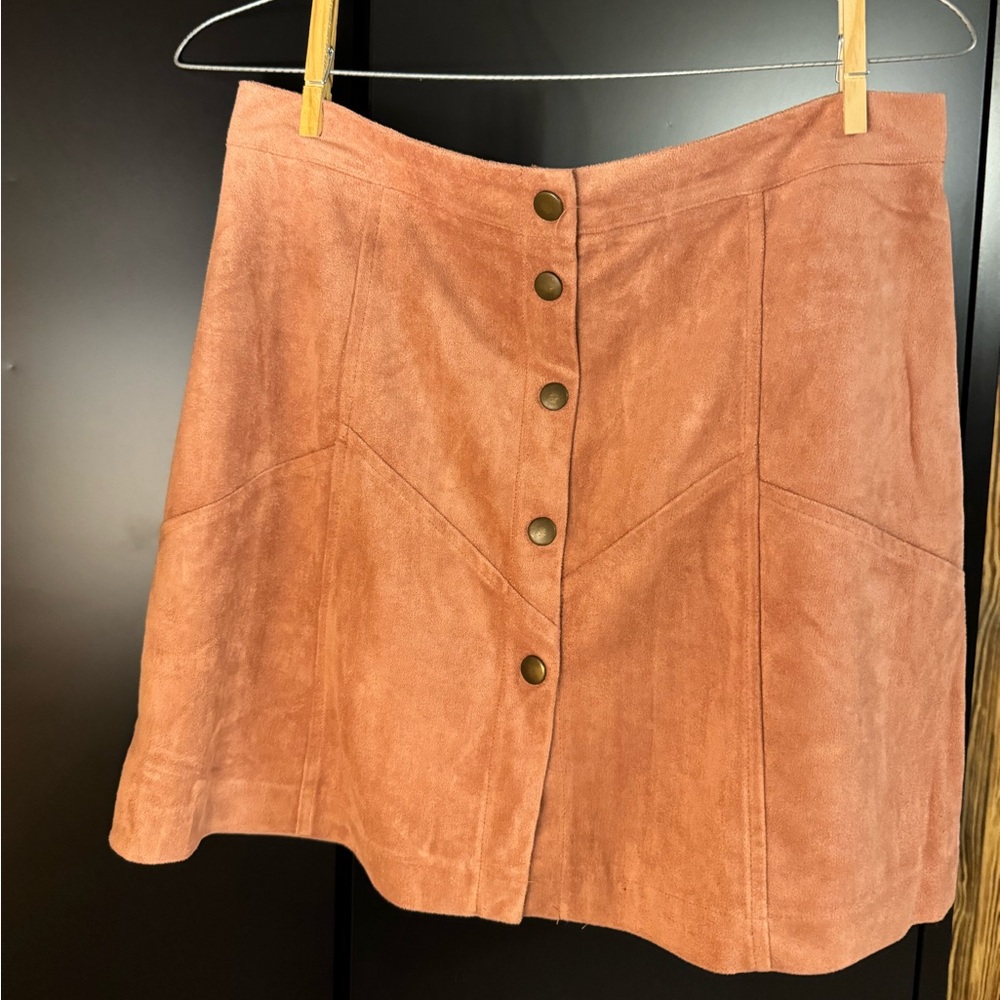 She and Sky A-Line Button-Front Skirt in Rust